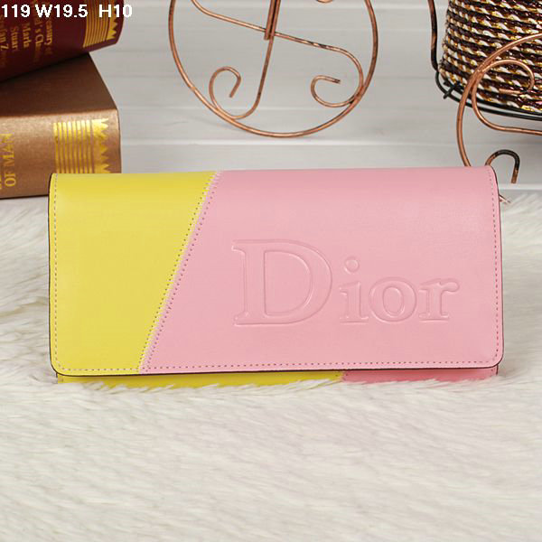 dior bi-fold wallet calfskin 119 pink&yellow